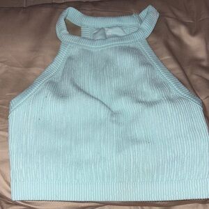 Aerie Ribbed Halter Tank Top - Soft Blue